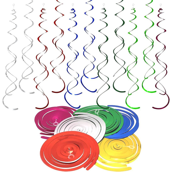 Hängande virvlar Festdekorationer 36 st Multicolor Spiral Streamers Halloween Festtillbehör för tak Födelsedag Bröllopsfest