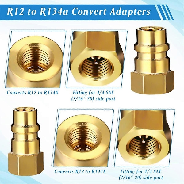 AC R134A Adapter Quick Coupler Kit, R134a Tank Tap Valve R134a til R22/410a til Aircondition Refr