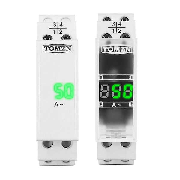 DIN-skena Enfas Amperemeter AC 40-500V Mini Modulär Amperemätare Indikator LED Digital Display, Ej Transparent