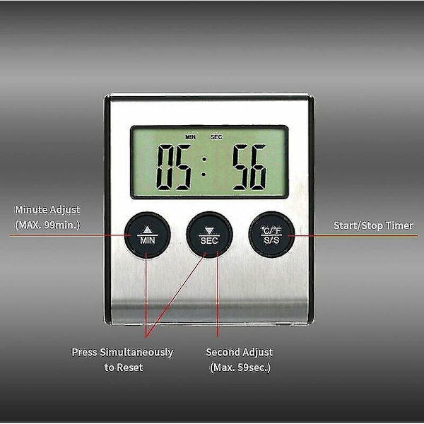 Køkken Madtermometer Timer Elektronisk Sonde Kødtermometer Grill
