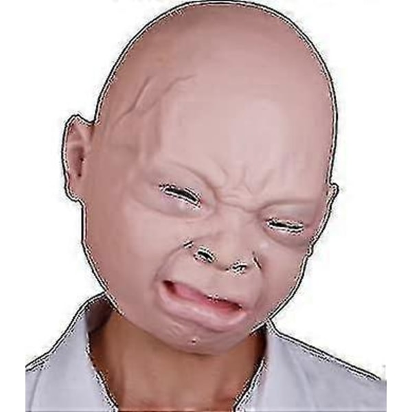 Halloween Gråtande Bebis Maskeradmask Fullt Huvud För Vuxna Latex Gråtande Bebis Mask