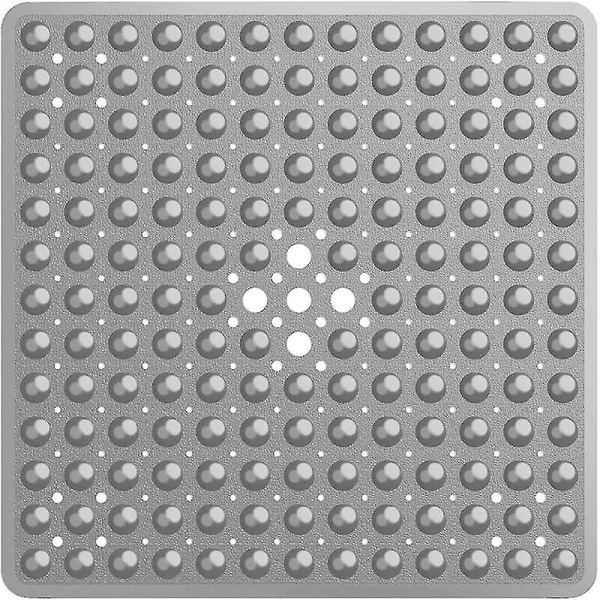 Kvadratisk Anti-Skli Dusj/Badematte, (Enkel Grå, 53x53 Cm) Muggbestandig Og Maskinvaskbar, Egnet For Walk-in Dusjtråg, Ideell For Barn Og