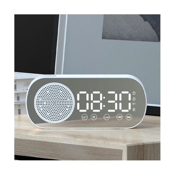 Trådløs Bluetooth Højttaler Ur Radio Dobbelt Alarm Støtte Tf Kort Soundbar Digital Alarm Kontor Pin