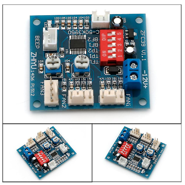 PWM 12V CPU PC Vifte Temperaturkontroll Hastighetskontroller Modul Høy-temp Alarm