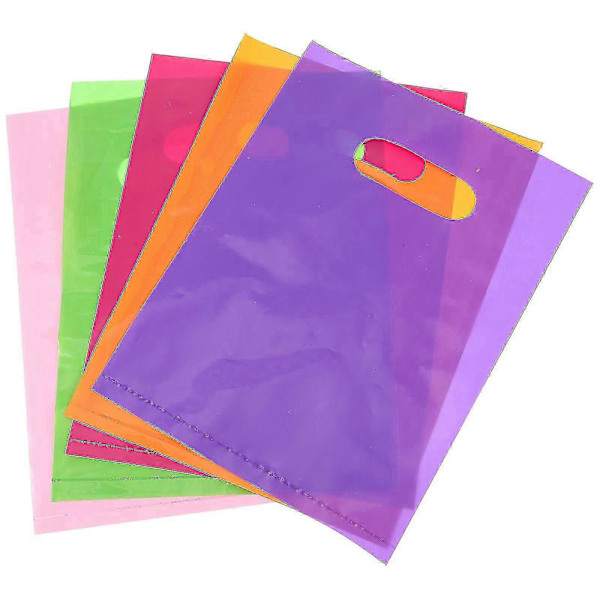 50 stk. Gaveposer Medium Størrelse Plastik Gavepose Gaveindpakningspose Plastikindpakning Tote Tasker