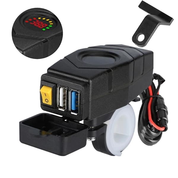 C1fb 20-80v E-sykkel Styre USB-lader 24v 36v 48v 60v Qc3.0 Hurtiglader Adapter(rødt lys)