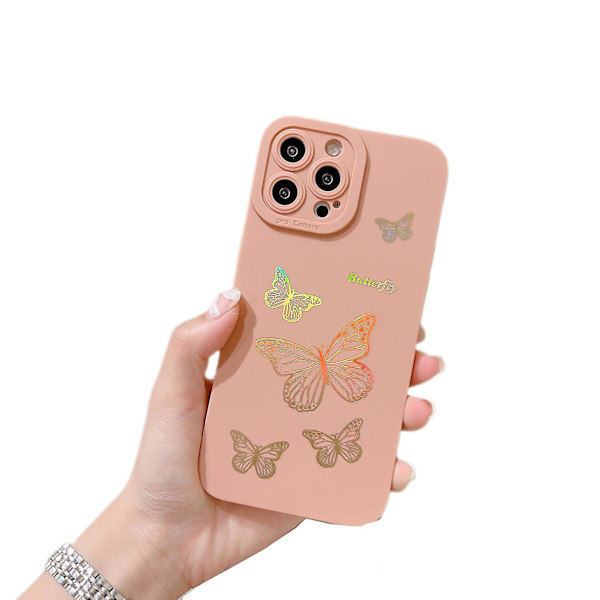 iPhone 12 Pro Max Skal - Söt Fjärilsmönster, Ultratunt Mjukt TPU-skal, Dam/Flickor, Rosa