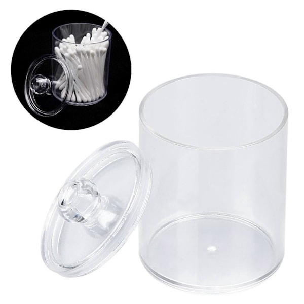 Transparent Rund Bomullsdottbeholder Akryl Bomullsdott Holder Oppbevaringsbeholder Organizer