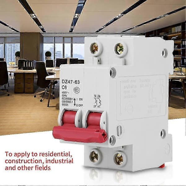 DZ47-63 AC400V 50Hz 6A Miniatyr Strømbryter Brytekapasitet 6000A