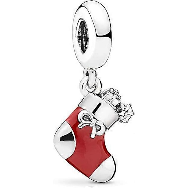 Silveremaljerad armband charm DIY julstrumpa pärlarmband hänge