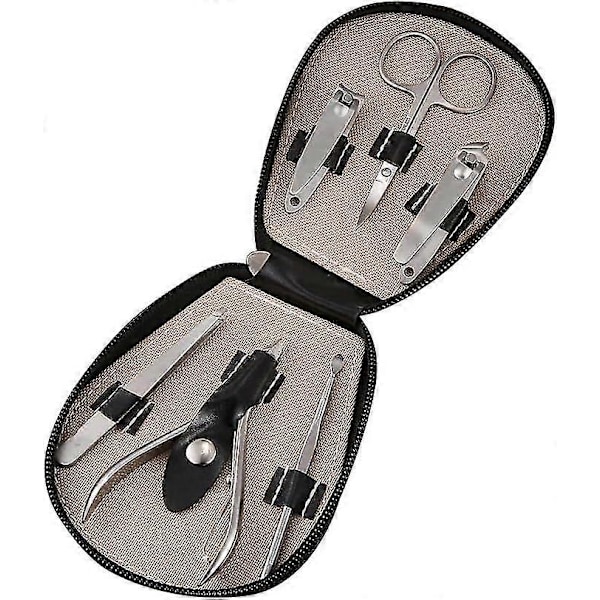 Nagelklippare Set Rostfritt Stål Manikyrklippare Nageltänger Portabelt Set 8 Delar Röd Nagel Sax Set för Män och Kvinnor