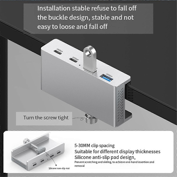 4 Porte USB 3.2 HUB USB3.2 Splitter Adapter Clip Multi Koncentrator, B