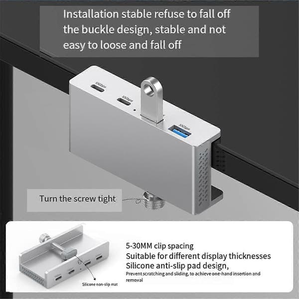 4 Porter USB 3.2 HUB USB3.2 Splitter Adapter Clip Multi Konsentrator, B