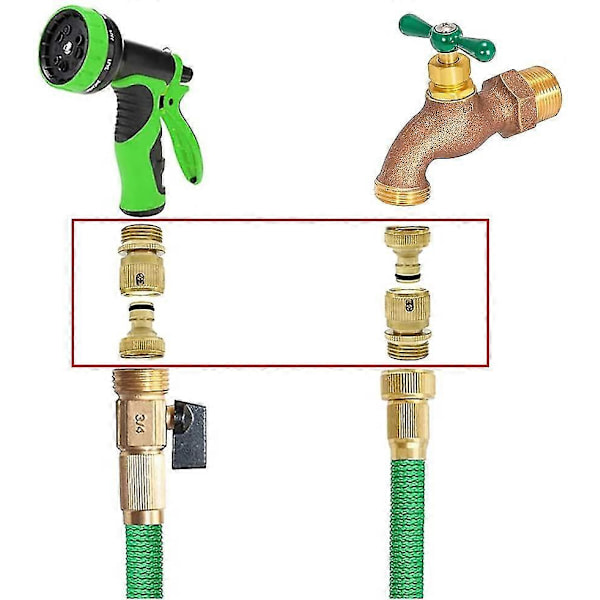 3/4\" Hurtigkoblingssæt 3/4\" Massiv Messing GHT Haneadapter Vand