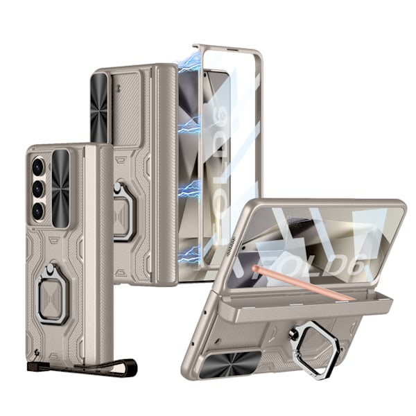 Lämplig för Samsung ZFold6 mobiltelefonfodral med skjutbart fönster för linsen Titanium Gray