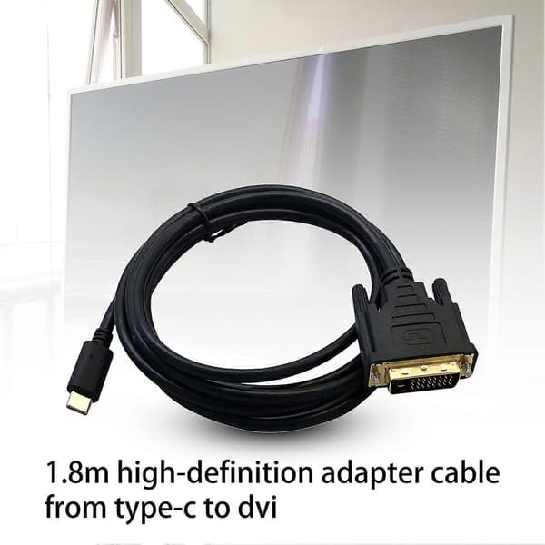 1,8 m Kannettava 4K High-Definition Type-C - DVI-sovitinkaapeli tietokoneelle