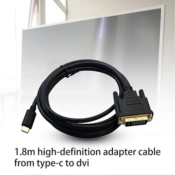 1,8 m Portabel 4K Högupplöst Typ-C till DVI Adapterkabel Omvandlare Sladd för Dator