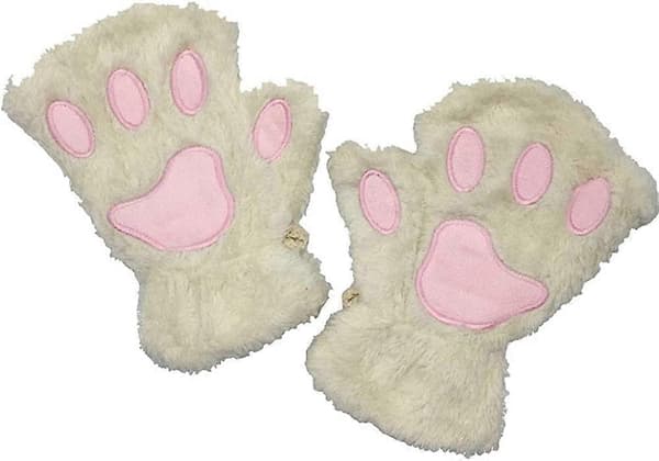 Vinterplushy handskar utan fingrar i kattklo-björntassdesign, 1 par