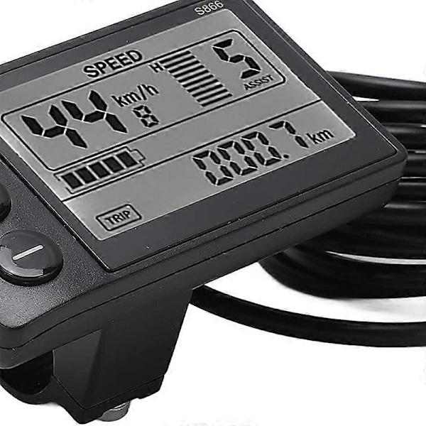 Elektrisk Cykel LCD-Display, S866 LCD-Display Sm Kontakt Elektrisk Cykel LCD-Displaypanel IP65 Vattentät LCD-Displaymätare