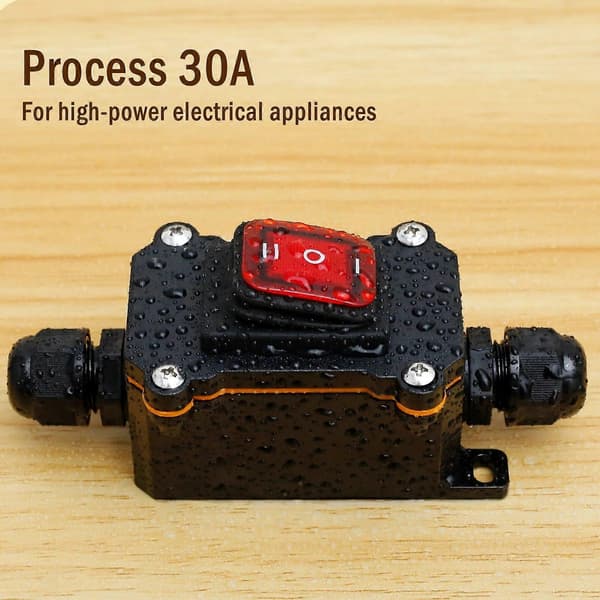 Inline-ledningsswitch 30A 220V IP65 Vandtæt Strømkabel Toggle Switch med Rød LED-knap Heavy Duty Udendørs Enhedsswitch til