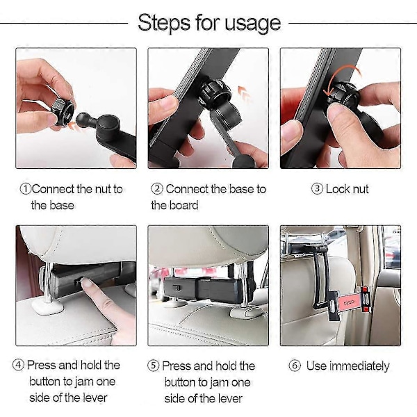 Tablet Holder til Bil, iPad Holder til Bil med 360 Graders Rotation Universal Tablet Nakkestøtte Holder til Alle 5\"-13\" iPads