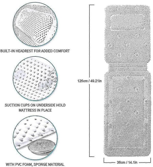 Antislip Spa Badekar Matte Madrass Pute For Hjem Spa