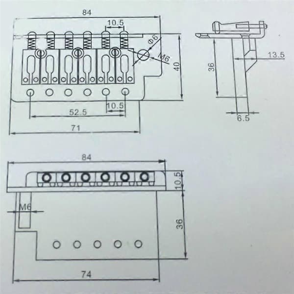 Gitarrdelar Tremolobro Steel Sadel Krom Enkelt Rocker Tremolo Elgitarrbro Guld S