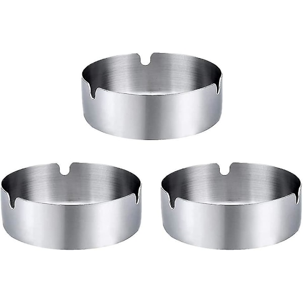 Runda askfat i rostfritt stål, set för barer, restauranger och sovrum (3-pack)