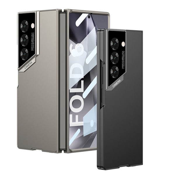 Samsung zfold6 Raptor -puhelimen kuori, himmeä kova kuori, yksinkertainen tyyli, kuori ja kalvo yhdistetty Titanium Gray