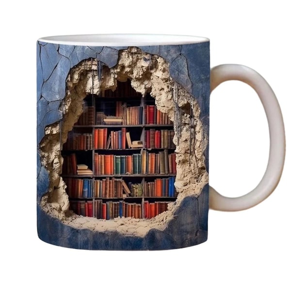 3d bokhyllemugg En bibliotekshyllmugg, design multi- keramisk mugg, mugg,a