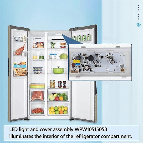 Uusi päivitetty W10515058 LED-valo yhteensopiva //, jääkaappi-pakastimen kanssa