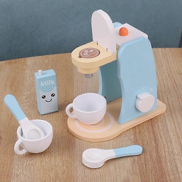 Træ Køkken Lege Mad Legetøj Simulation Træ Kaffemaskine Baby Tidlig Læring Pædagogisk Legetøj
