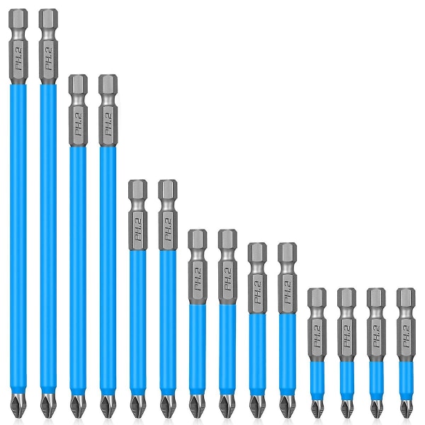 14 stk Magnetiske Anti Skrutrekker Bits Sett Slagdriver Bit Sett 1/4 Tomme Hex Borsett