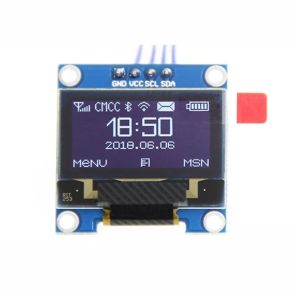 0,96 tommers IIC I2C Seriell GND 128X64 OLED LCD LED Displaymodul SSD1306 for Arduino Kit hvit skjerm