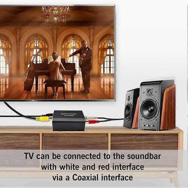 Digital til Analog Lydkonverter, Koaksial Optisk til 3,5 mm Jack Stereo DAC Lydadapter til HDTV Hjemmekino