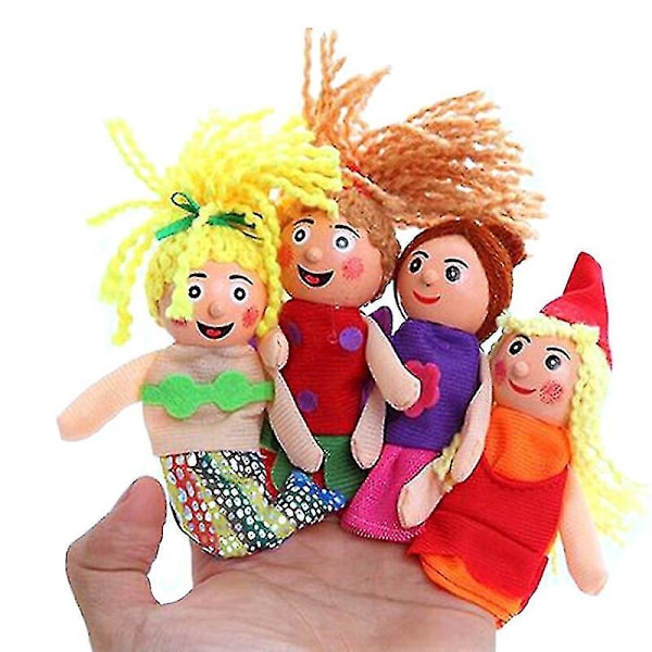 4 Pcs/set Little Mermaid Finger Puppets Doll Wooden Headed   Educational Toy