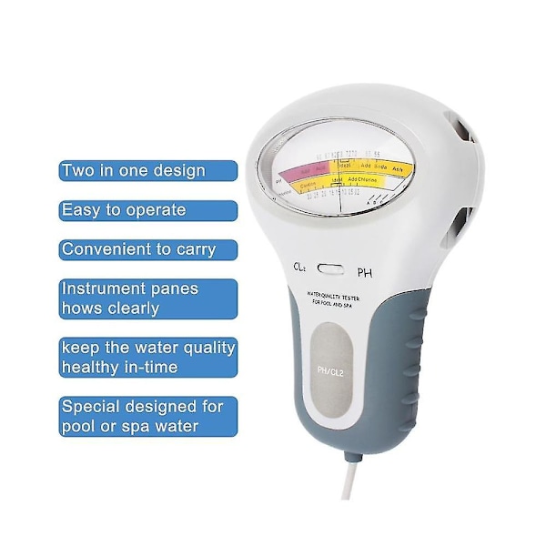 2-i-1 vannkvalitetstestenhet PC-102 pH-tester for svømmebasseng Spa-vann Klortester Cl2-måling