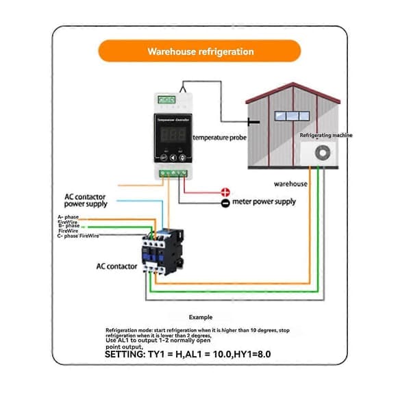 LED Skinnetermostat AC220V 2-vejs Relæ Din Skinne Monteret Controller B