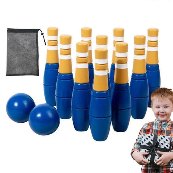 Trä Bowling Set för Inomhus och Utomhus - Lekfulla Bowlingspel för Barn