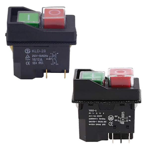 Ny, velegnet elektromagnetisk trykknapkontakt 4-polet Kld-28 Vandafvisende trykknapkontakt
