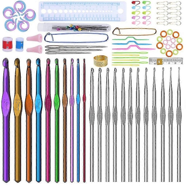 100 st Stickningskrokset Garn Sticknålar Syverktyg Komplett Set DIY Virkning Hantverk Verktyg
