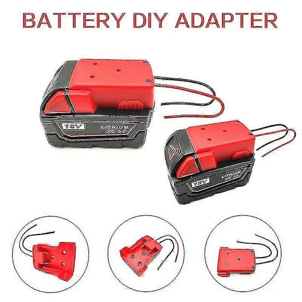 Batteriadapter til Milwaukee M18 Xc 18v til Dock Power 2 ledninger Output Diy