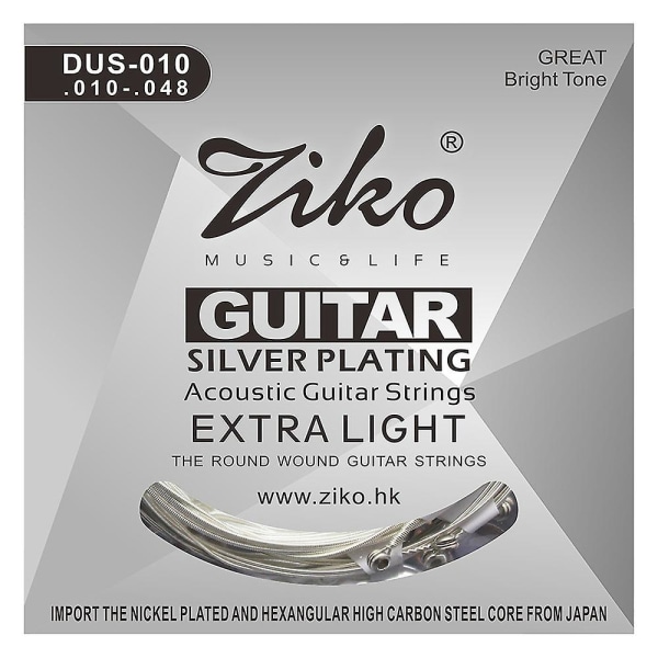 Dus Series Acoustic Guitar Strings Hexagon Carbon Steel Core Silver Plating Wound Dus-010