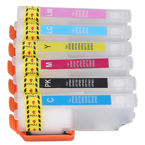 6 stk. blekkpatron gjenbrukbar svart cyan magenta gul lys cyan lys magenta skriver refill blekkpatron erstatning ICBK70 ICC70 ICM70 ICY70 ICLC