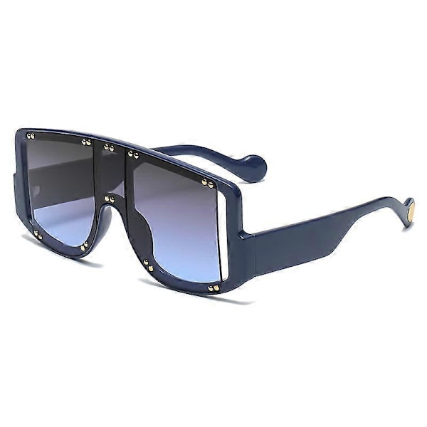 Firkantede Oversized Solbriller til Kvinder Mænd Mode Flad Top Stor Sort Ramme Shades
