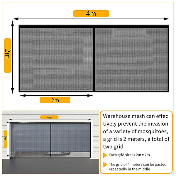 Wabjtam Garage Screen Doors 5.56x13.12ft Closure Bottom Screen Self Sealing Mesh Anti Annoying Animals Retractable Net-easy Assembly