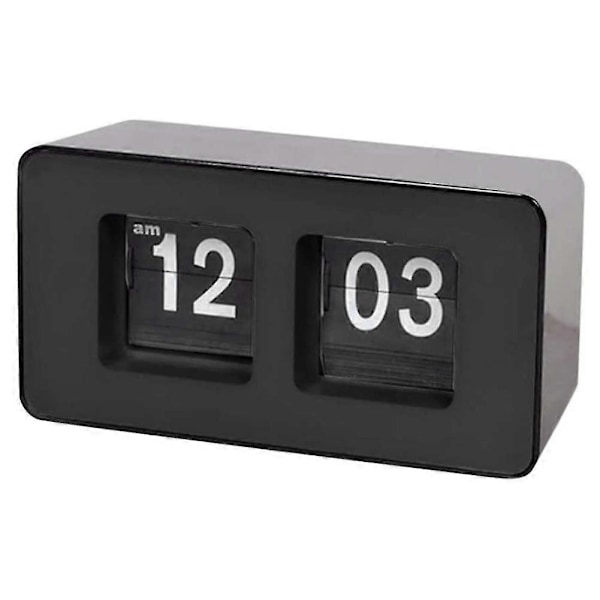 Automatisk Flip Ur, klassisk Retro Ur, digitalt Bord Side Ur, til Familie Soveværelse (sort, 1 stk)