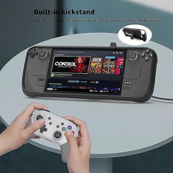 TPU-skal med stativ för Steam Deck spelkonsol, mjukt skyddsskal