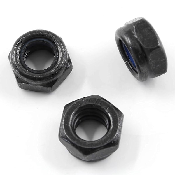 50 st M3 x 0,5 mm Nyloninsats Hex Låsmuttrar Svart Zinkpläterad Nylon Låsmuttrar