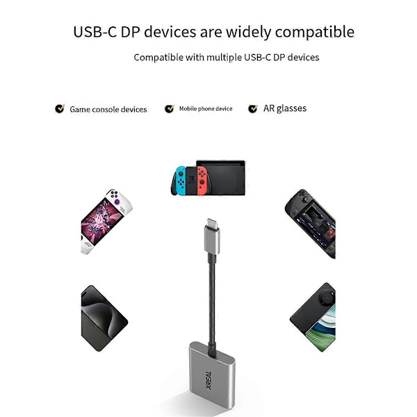 XREAL Hub USB-C PD Hurtig Opladningsadapter Bærbar Videoadapter til XREAL AIR/AIR2 Briller Switch Co